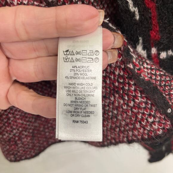 Adrienne Vittadini button black white red button sweater NWT Medium wool blend - Picture 6 of 6